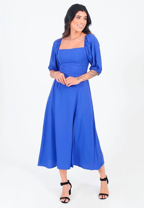 Vestido Midi Decote Quadrado