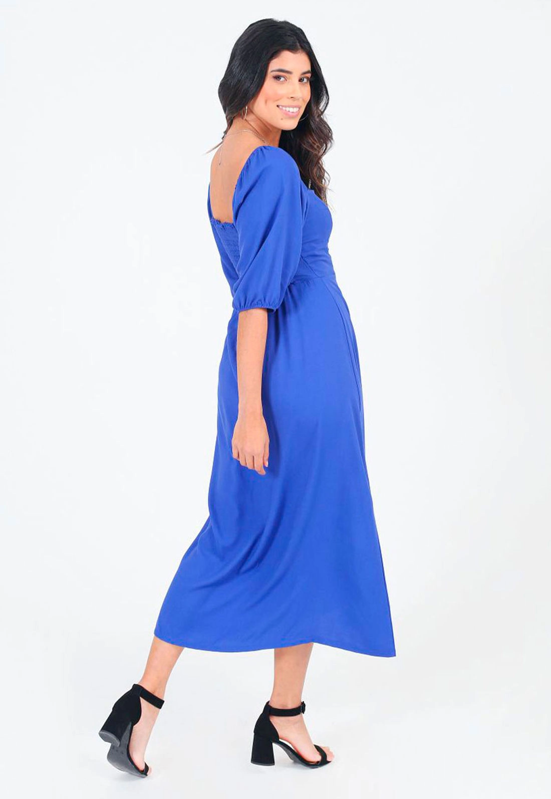 Vestido Midi Decote Quadrado