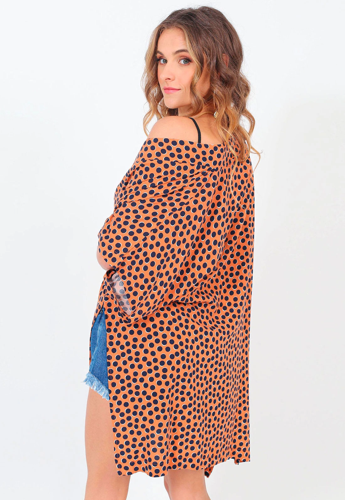 Kimono Alongado Viscose Poá