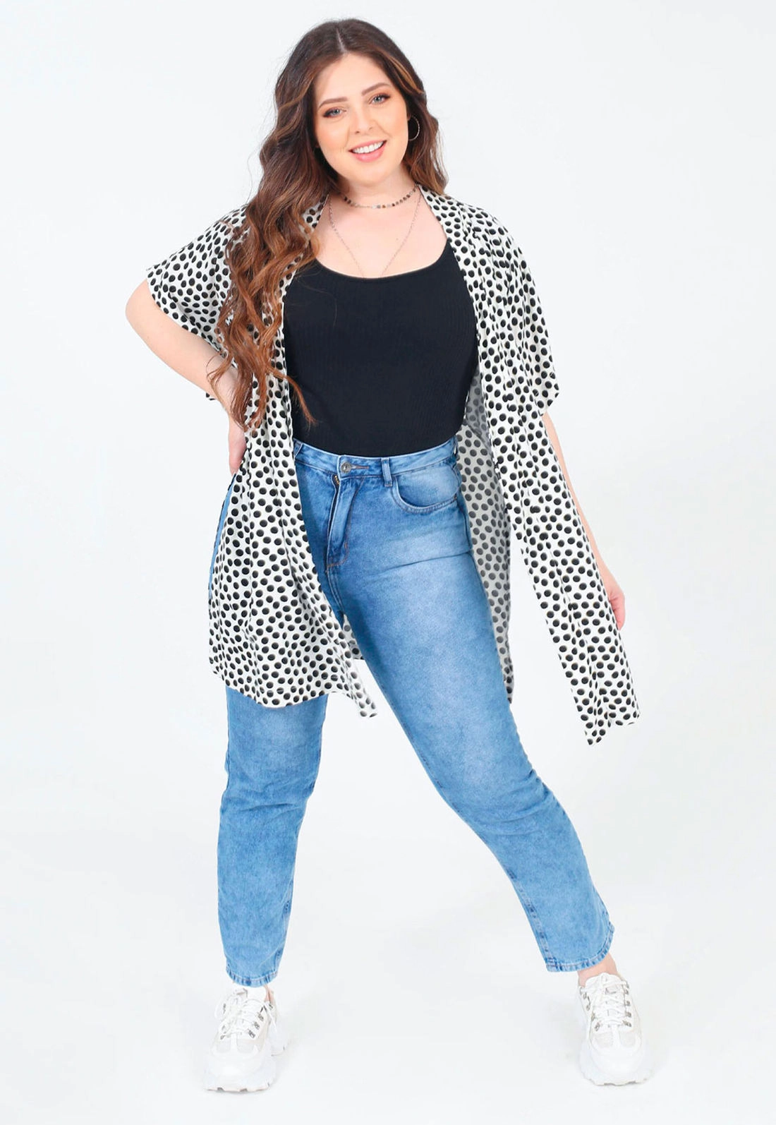 Kimono Alongado Viscose Poá
