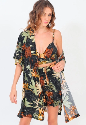 Kimono Alongado Viscose Folhagem