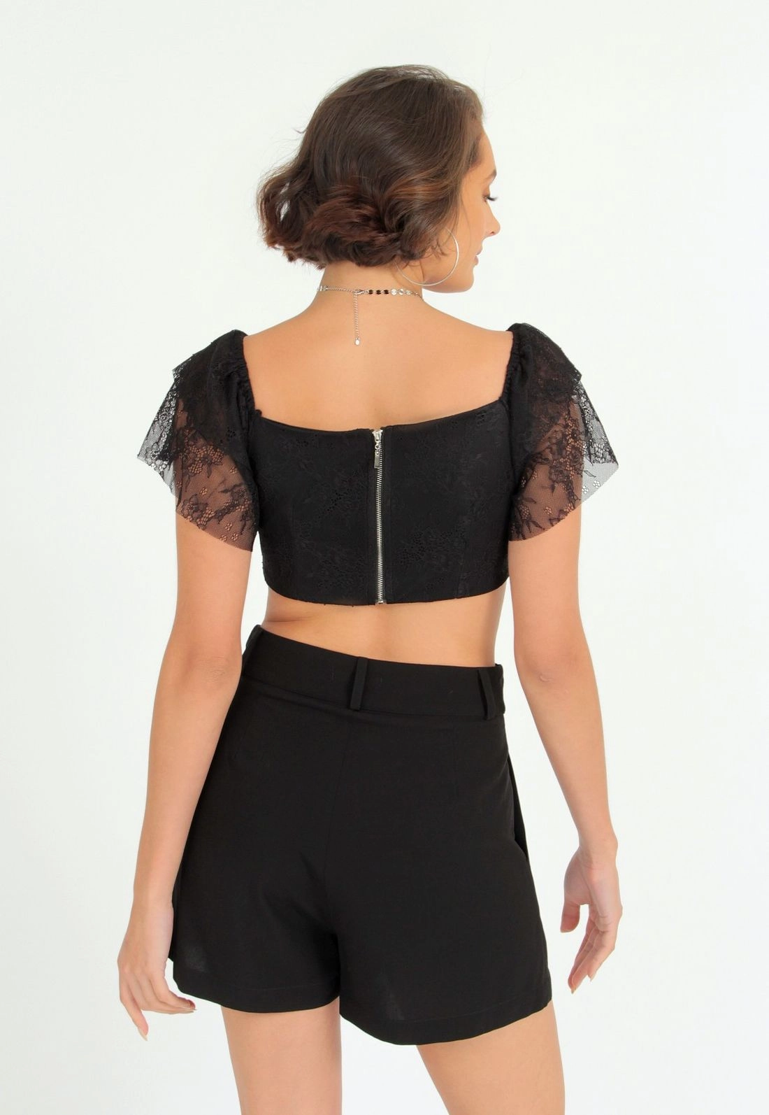 Blusa Cropped Renda Babado