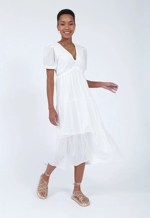 Vestido Lasie Manga Curta Midi Marias