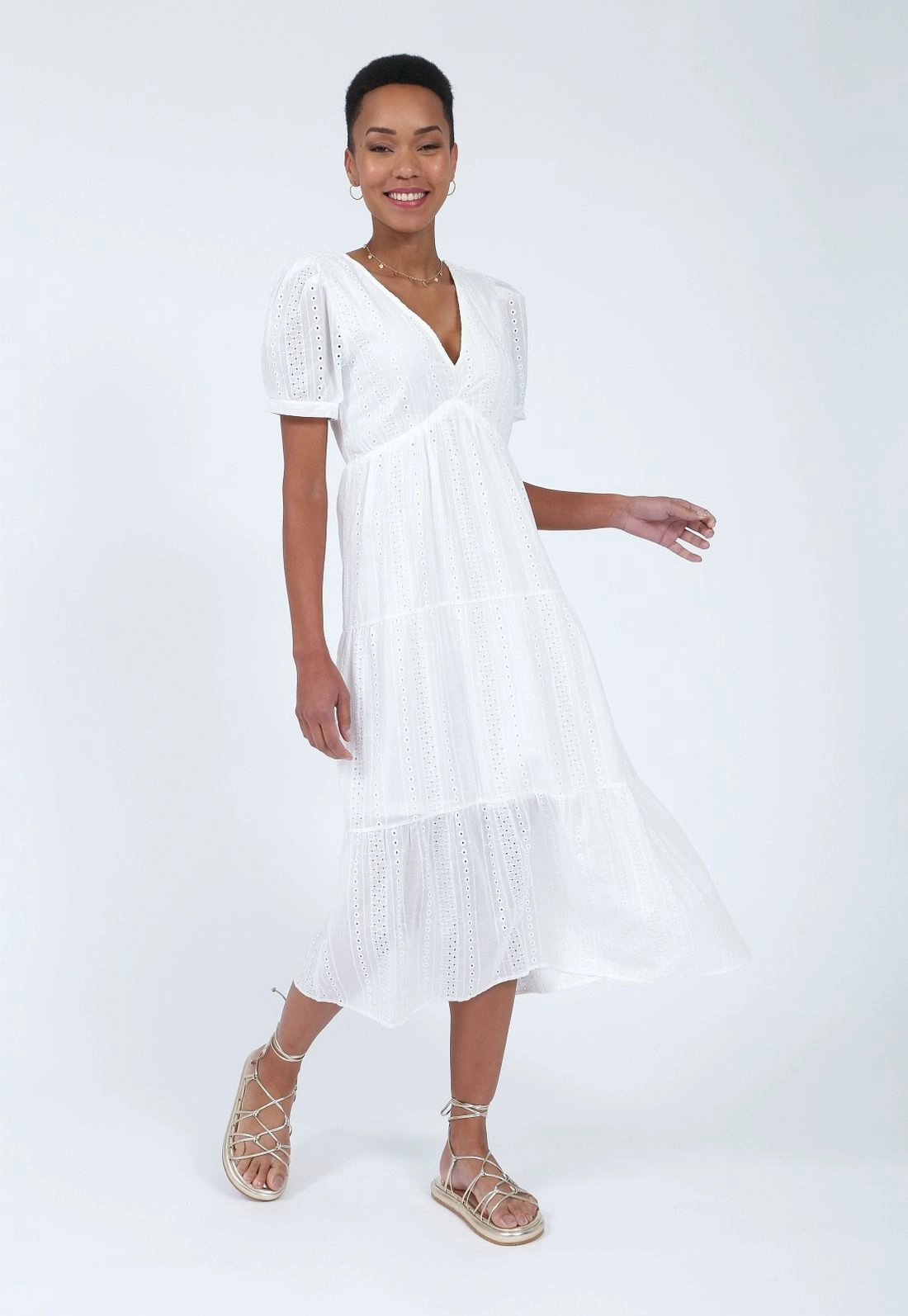 Vestido Lasie Manga Curta Midi Marias
