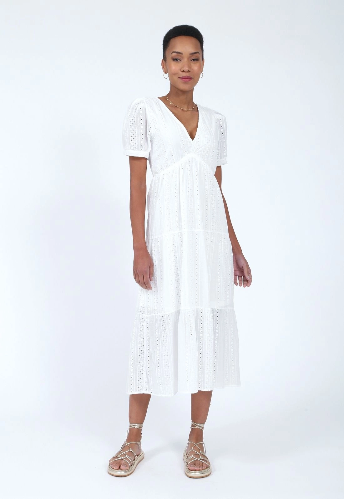 Vestido Lasie Manga Curta Midi Marias