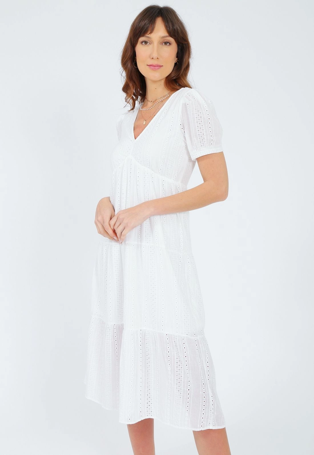 Vestido Lasie Manga Curta Midi Marias