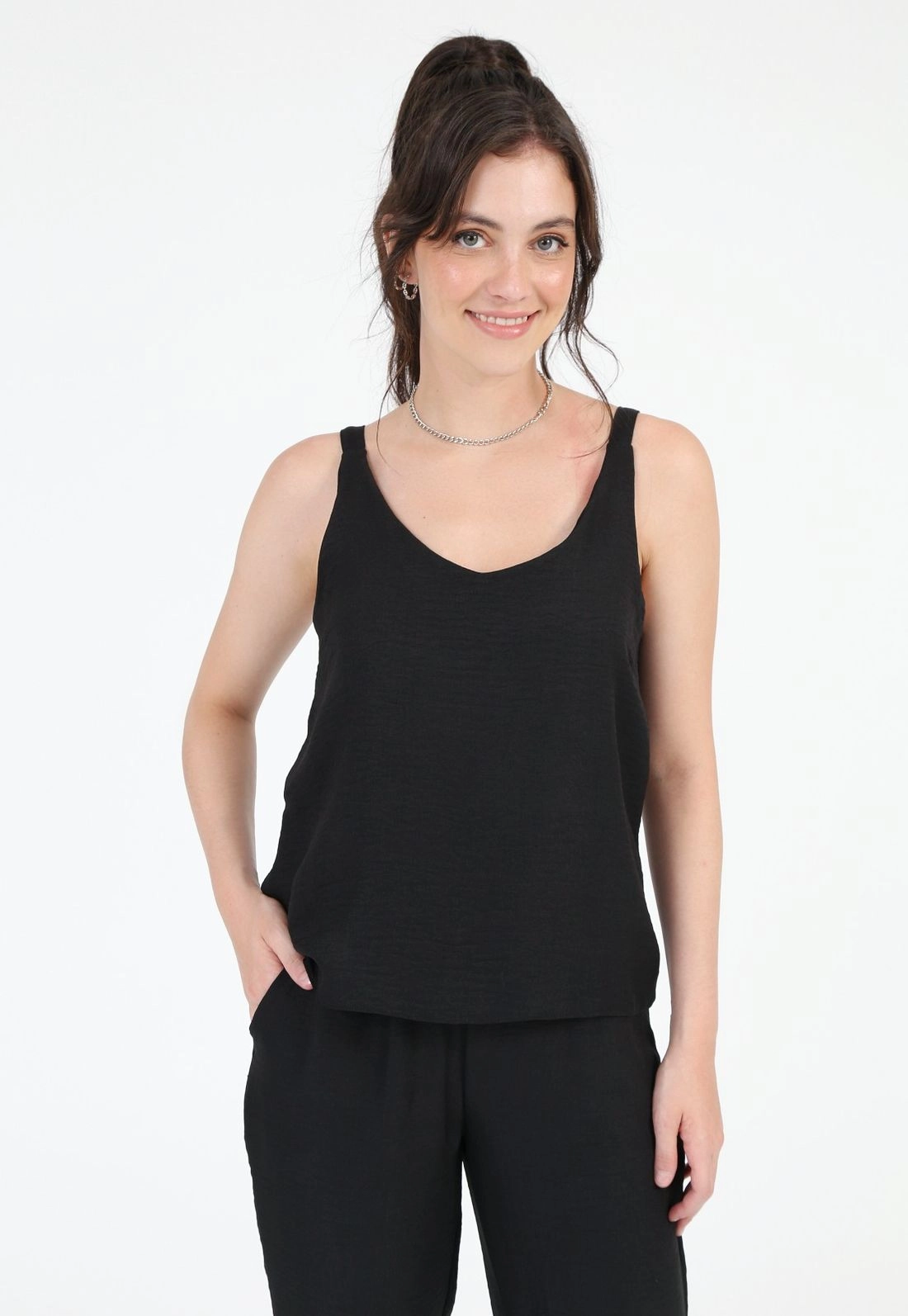 Blusa Crepe Alça Lisa