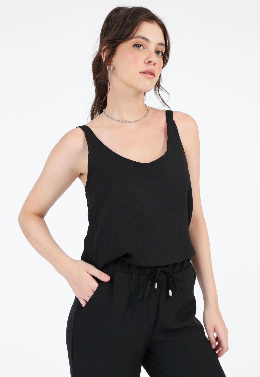 Blusa Crepe Alça Lisa