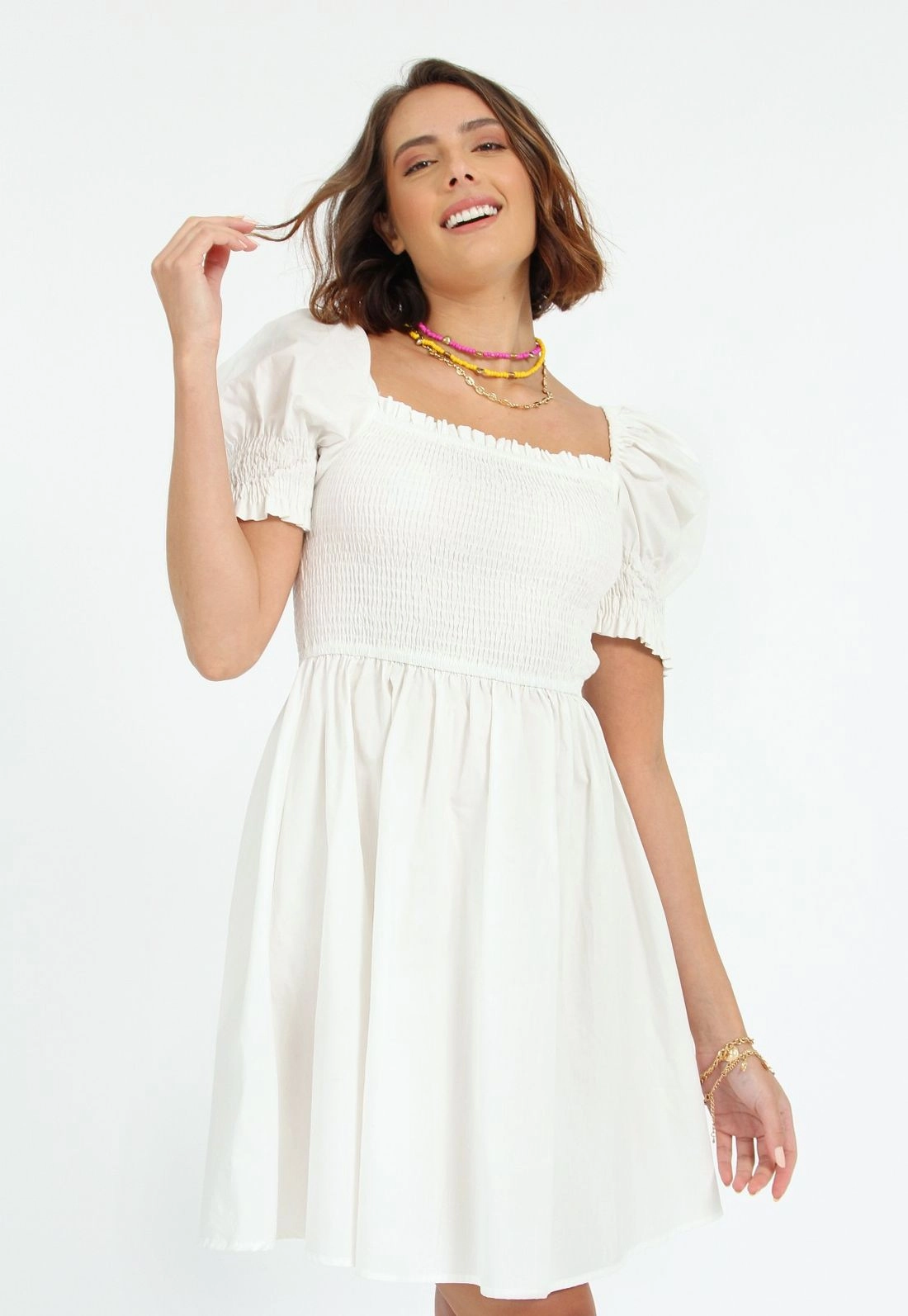 Vestido Tricoline Lastex