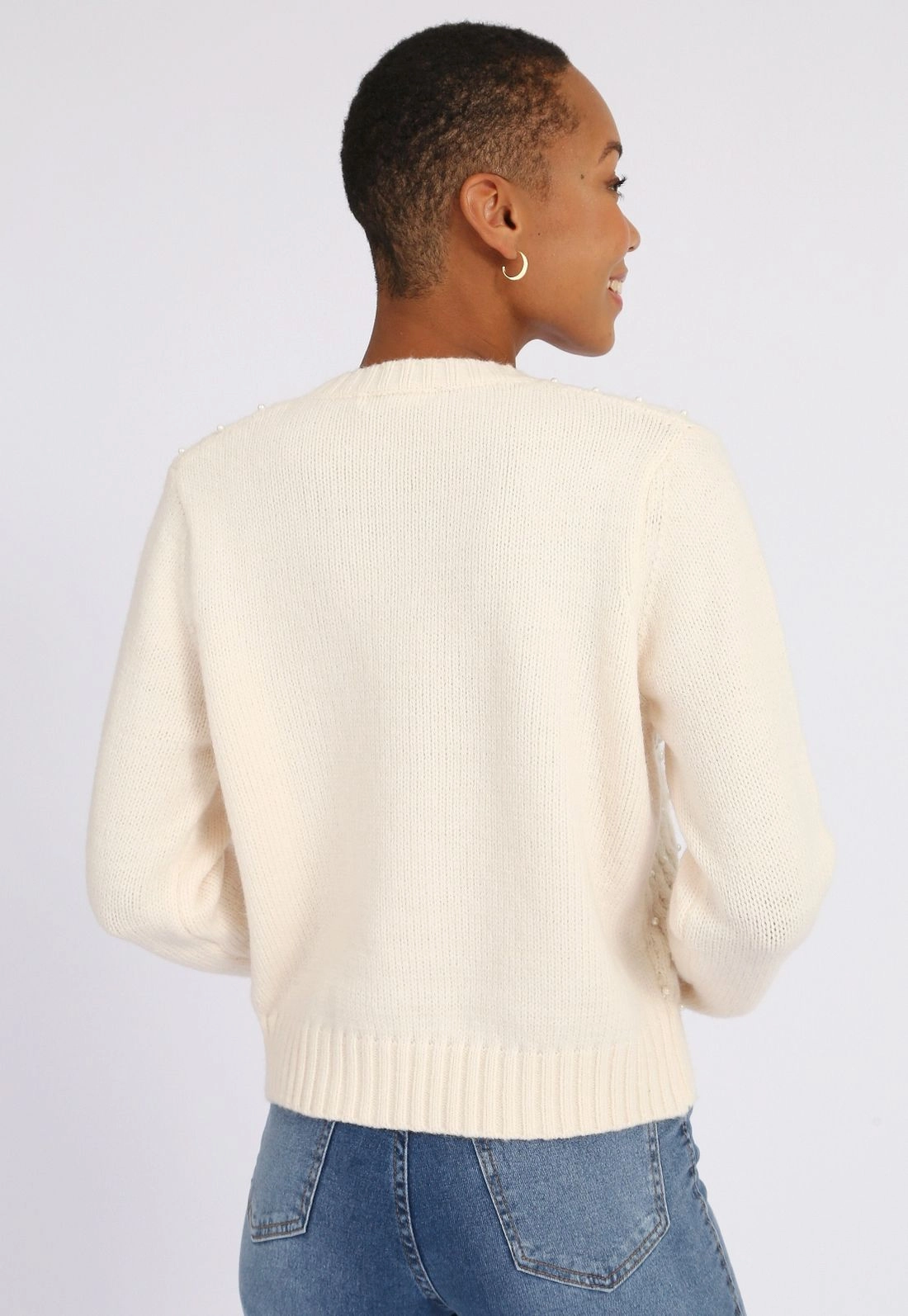 Blusa Tricô Manga Longa Pérolas g