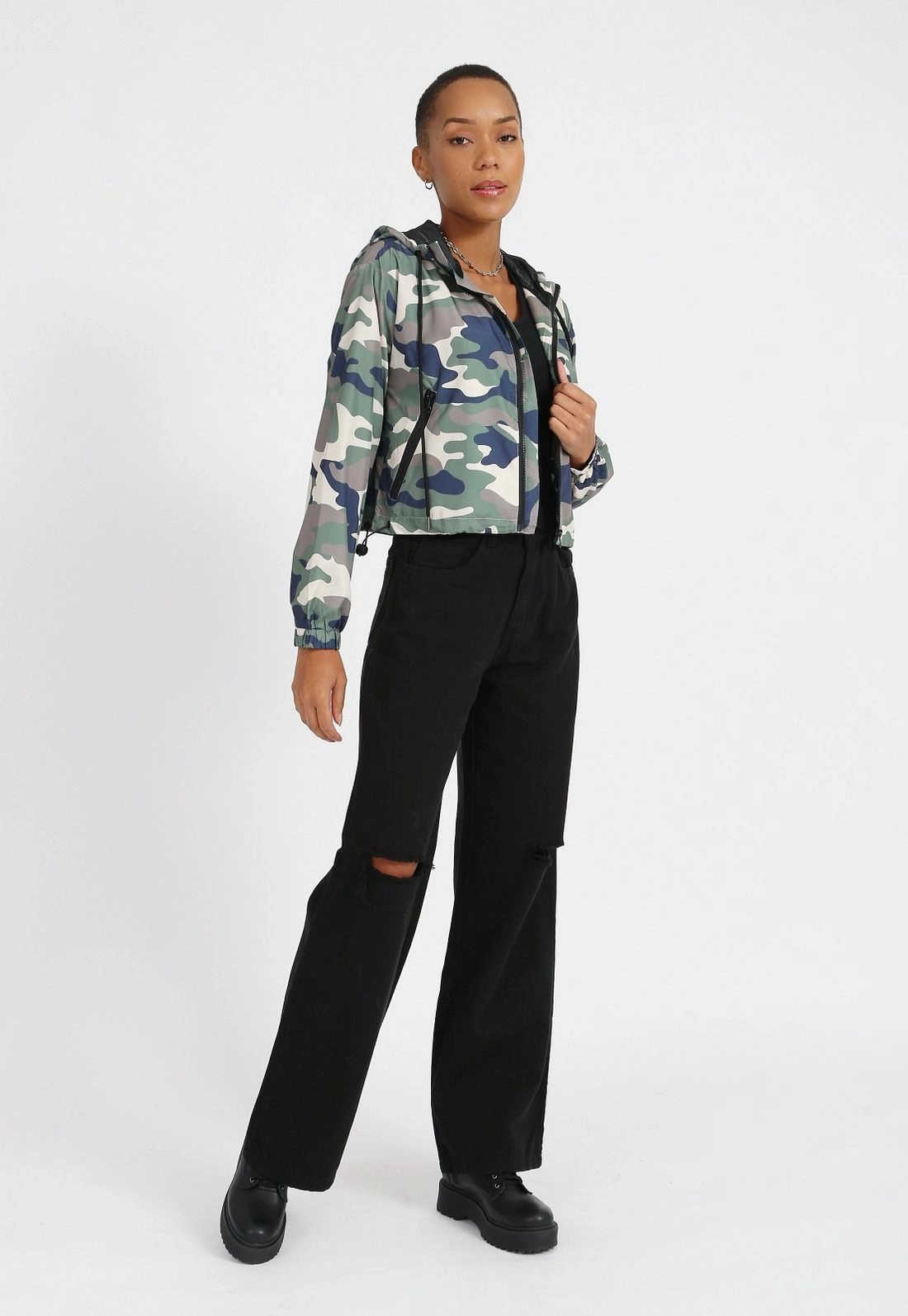 Jaqueta Corta Vento Nylon Camuflada