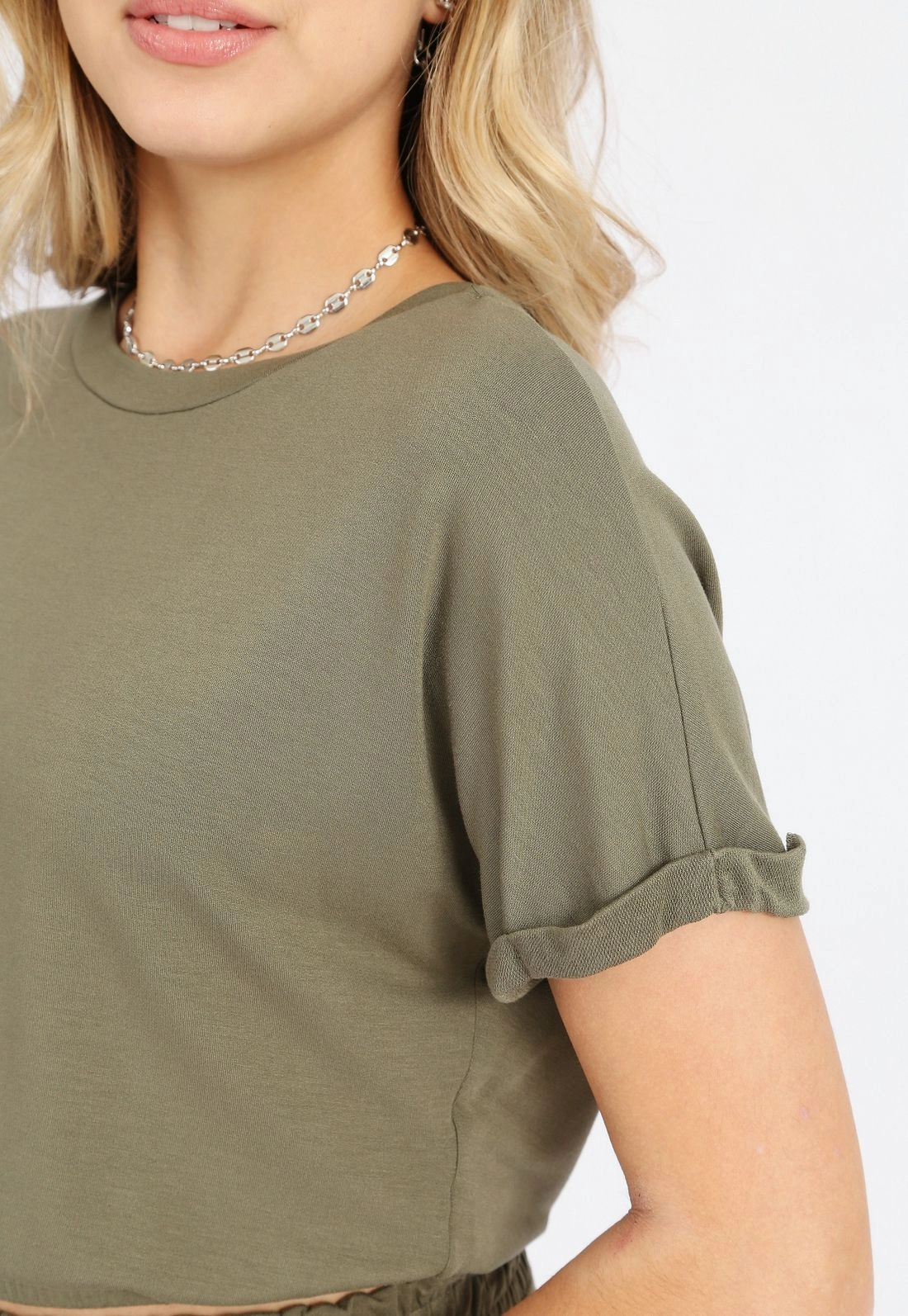 Blusa Cropped Manga Curta Dobrada
