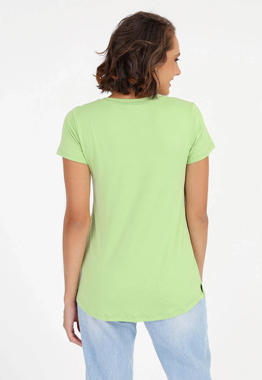Blusa Suede Manga Curta Decote V