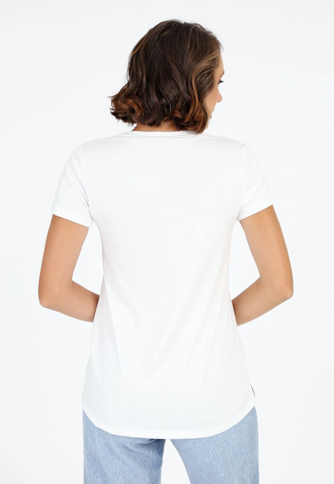 Blusa Suede Manga Curta Decote V