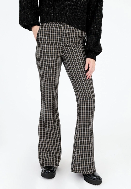 Calça Crepe Xadrez Flare