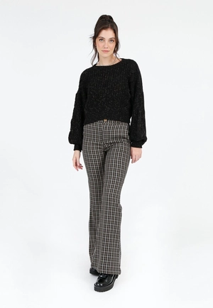 Calça Crepe Xadrez Flare