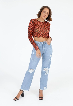 Calça Jeans Wide Leg Rasgos Joelho