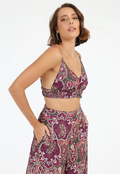 Top Viscose Alça Estampado