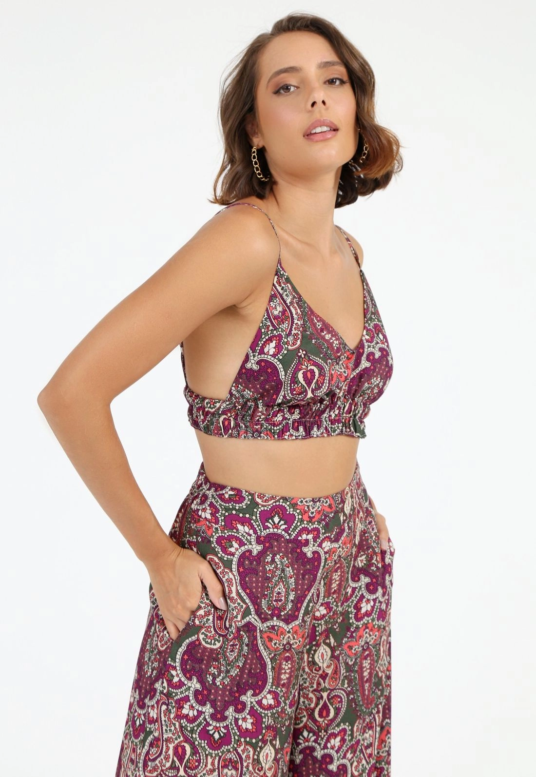 Top Viscose Alça Estampado