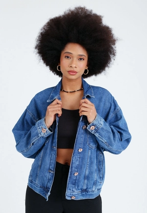 Jaqueta Jeans Bolso Recortes