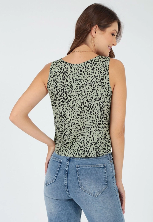 Blusa Viscose Sem Manga Estampada
