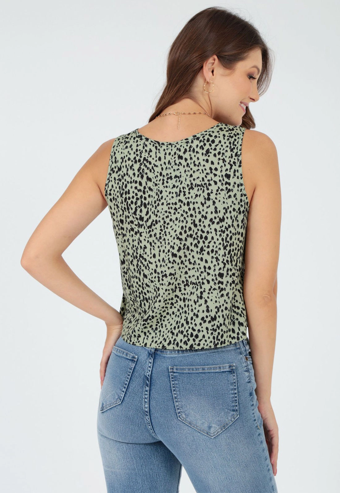 Blusa Viscose Sem Manga Estampada