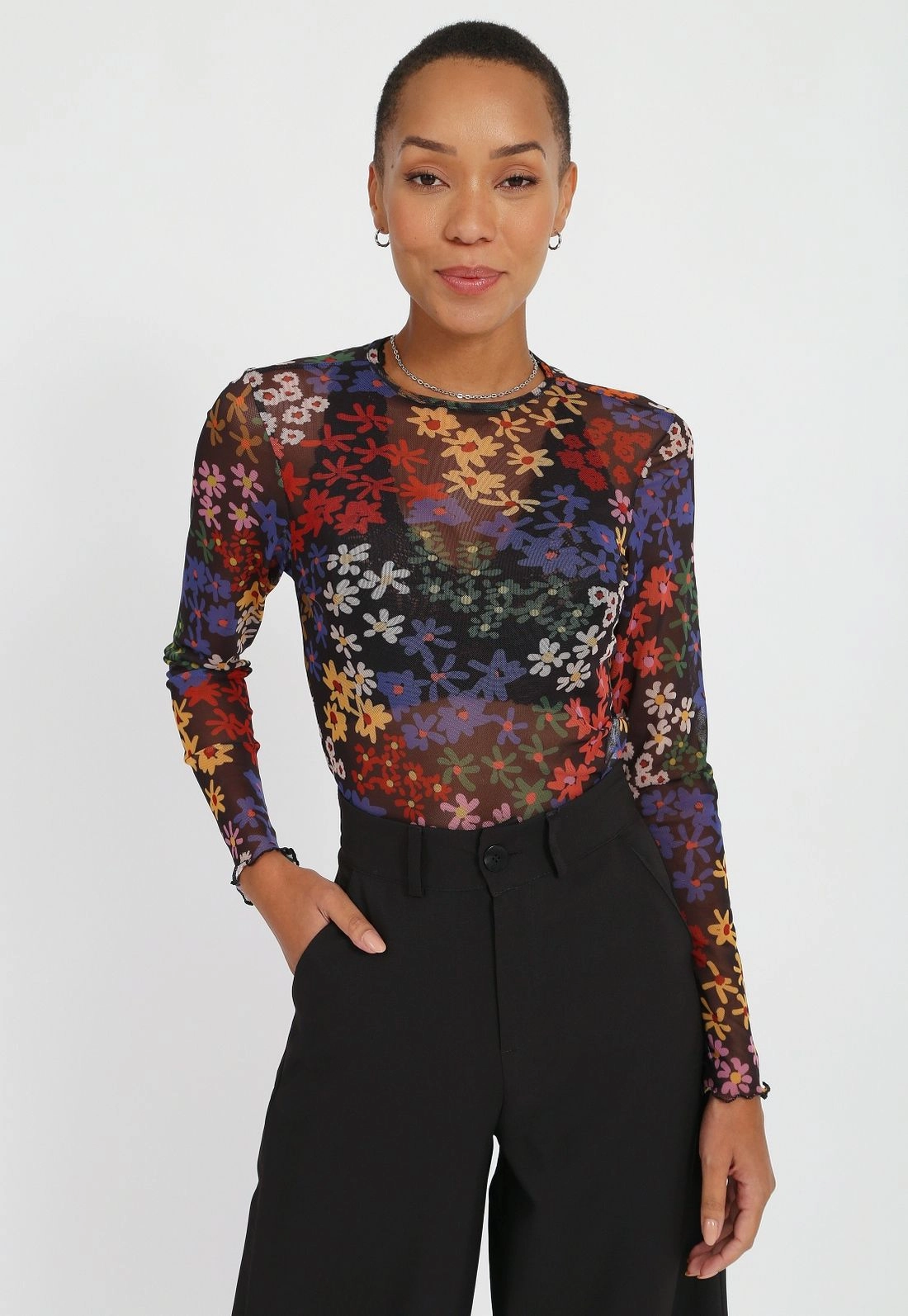 Blusa Tule Manga Longa Liberty