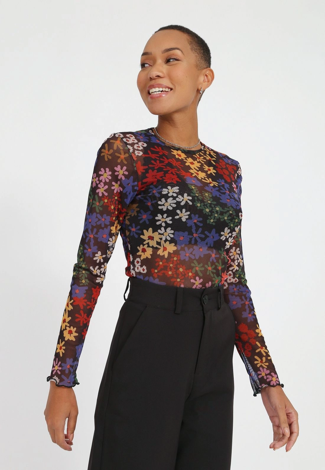 Blusa Tule Manga Longa Liberty