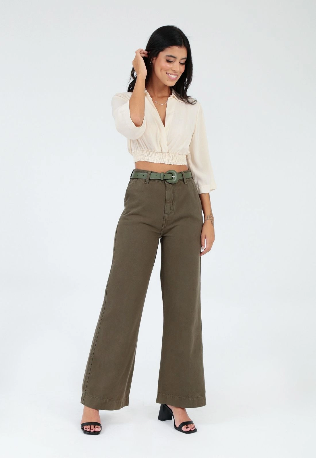 Blusa Viscolinho 3/4 Gola Polo