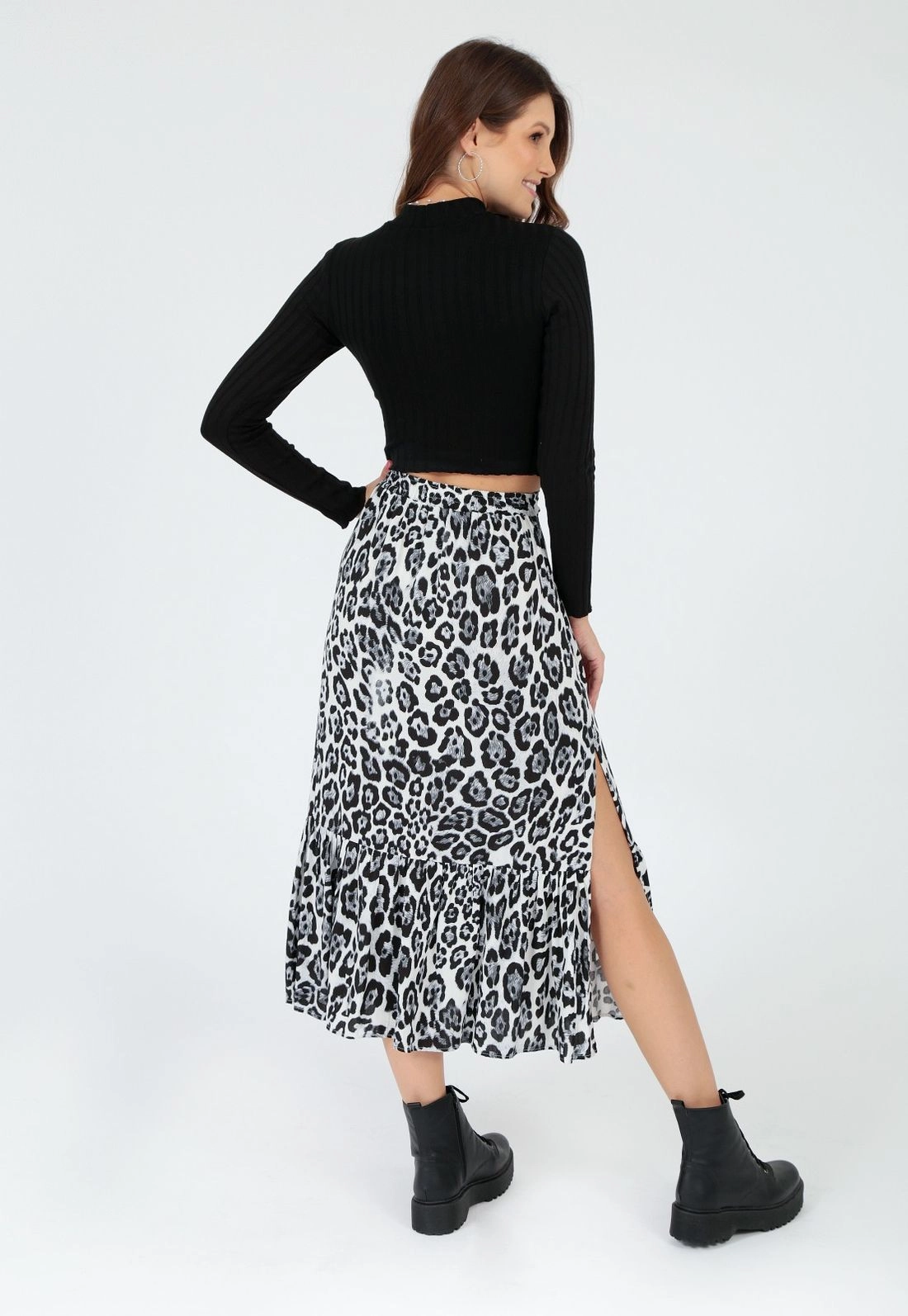 Saia Viscose Midi Animal Print P