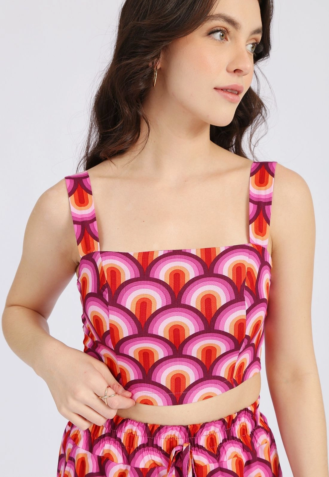 Cropped Viscose Alça Geométrico