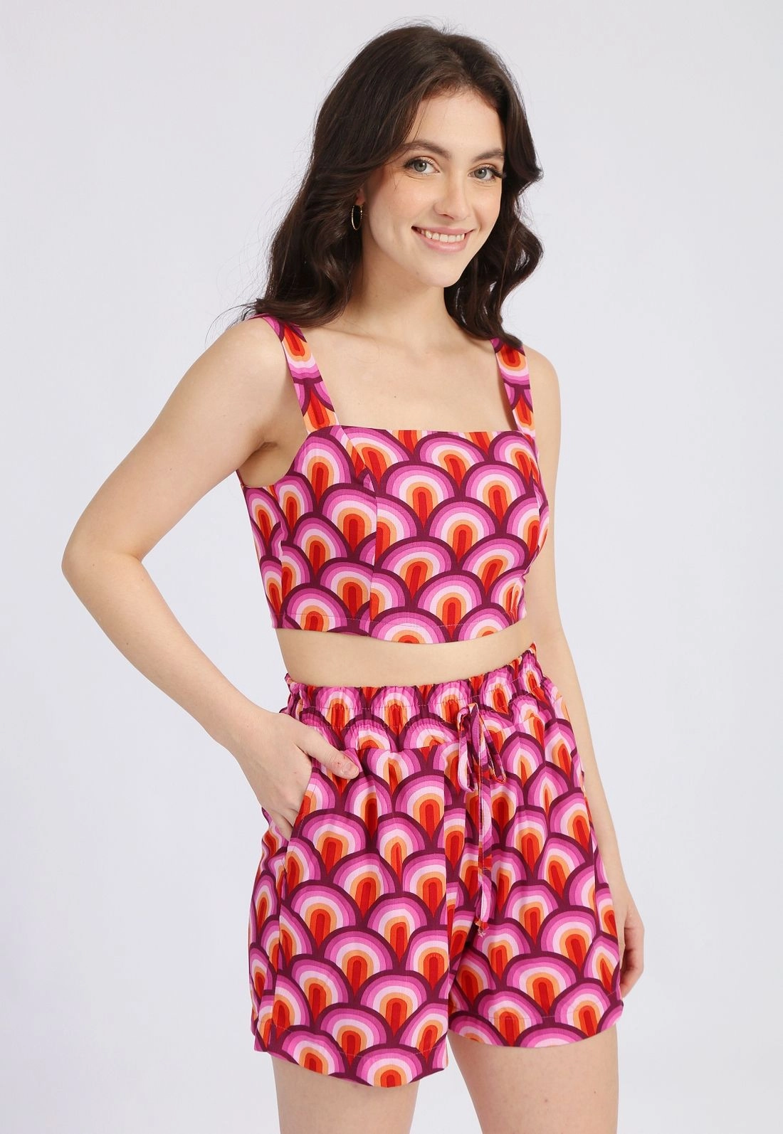 Cropped Viscose Alça Geométrico