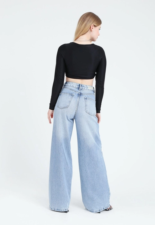 Calça Jeans Pantalona Rasgos