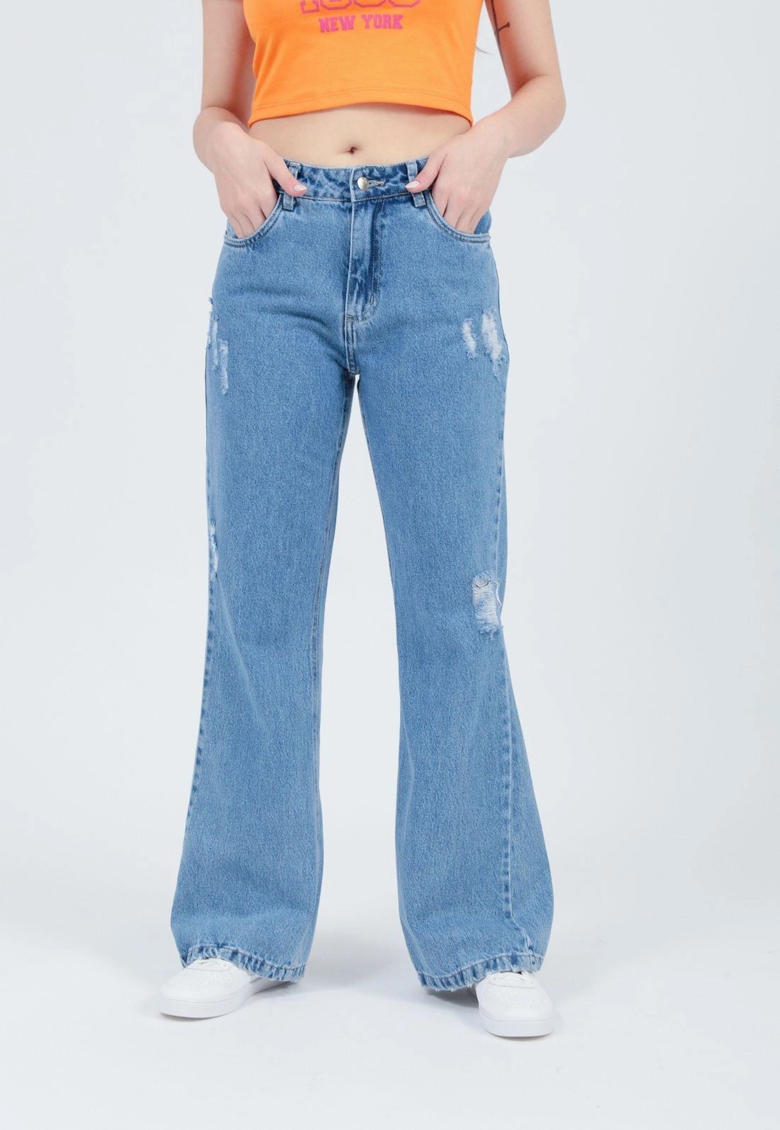 Calça Jeans Flare Puidos Barra