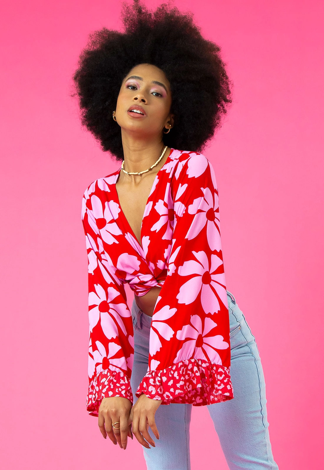 Cropped Viscose Manga Longa 2 Estampas