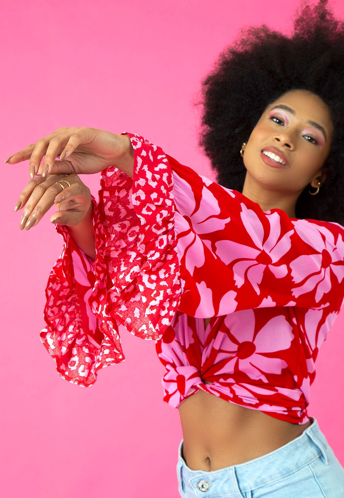 Cropped Viscose Manga Longa 2 Estampas