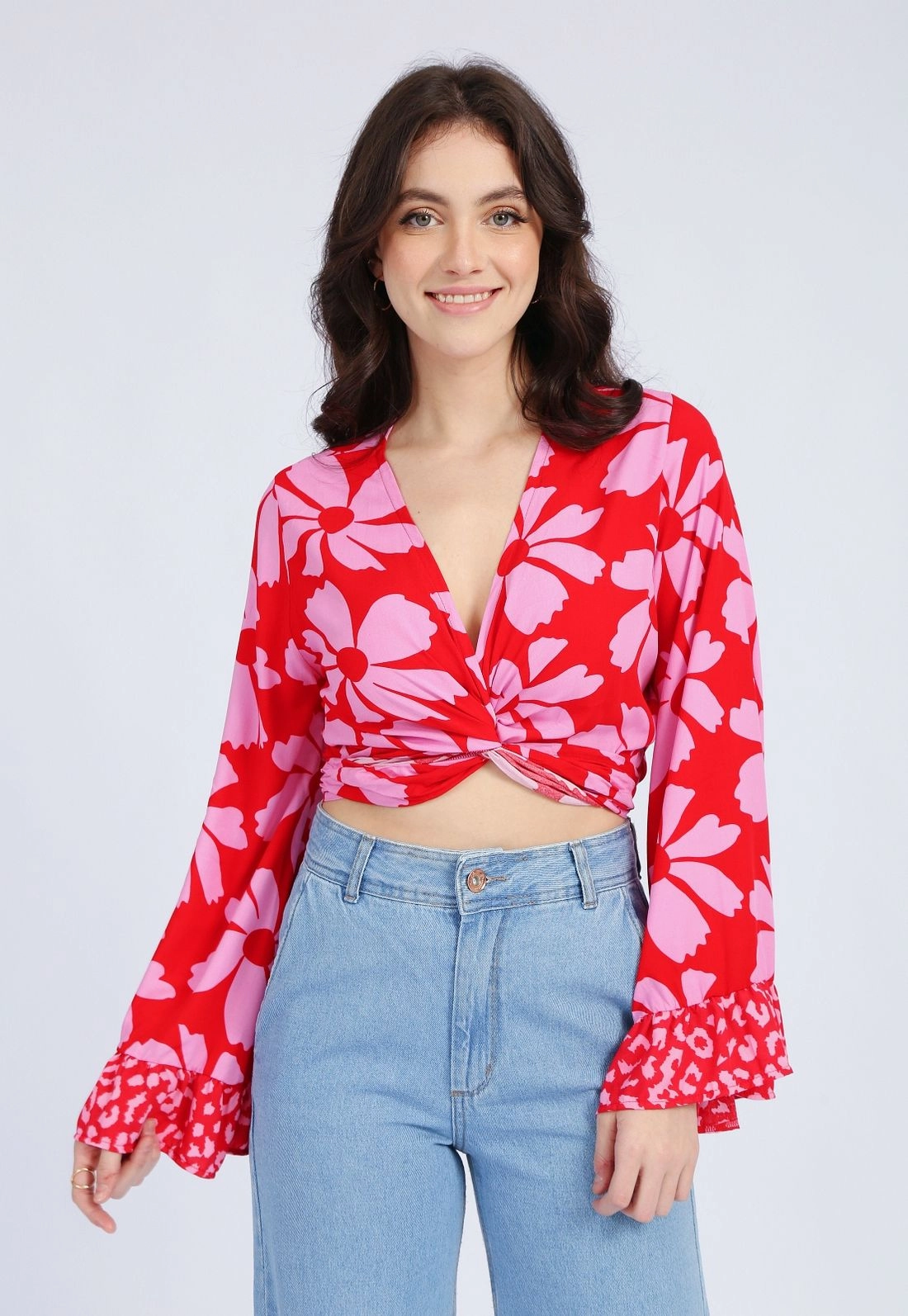Cropped Viscose Manga Longa 2 Estampas