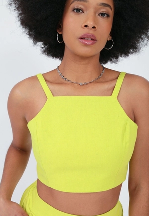 Cropped Linho Alça Cava Americana