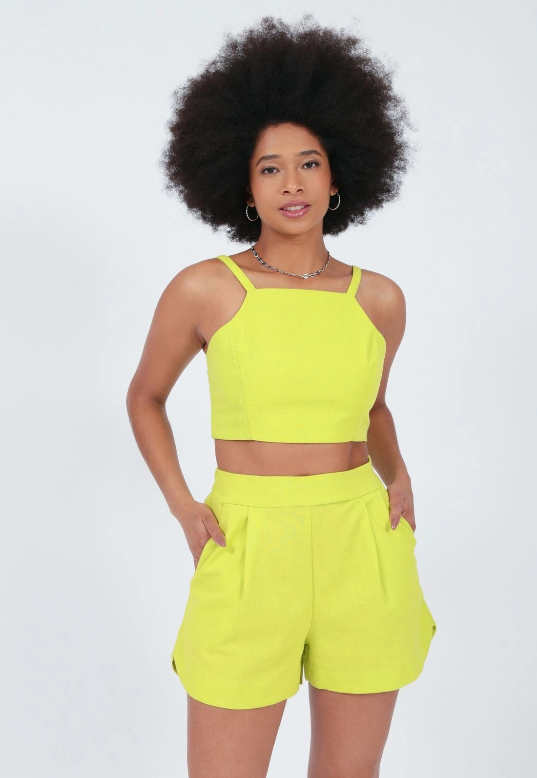 Cropped Linho Alça Cava Americana