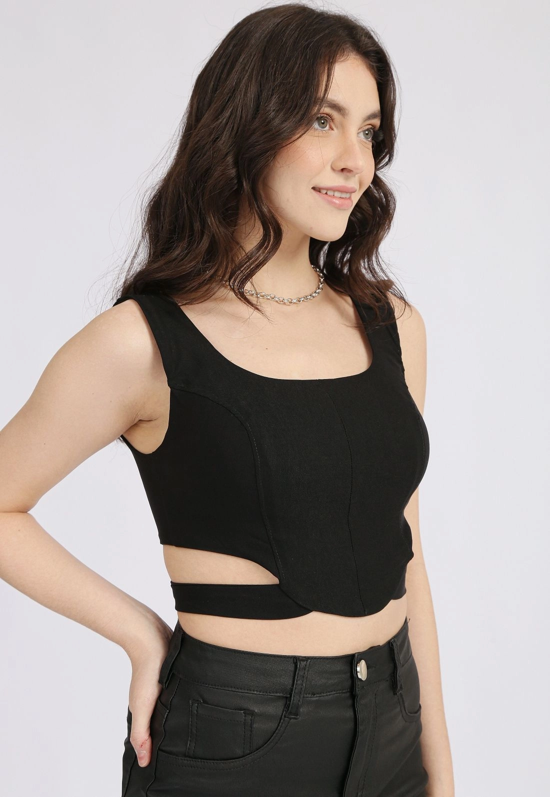 Blusa Cropped Corset Sem Manga