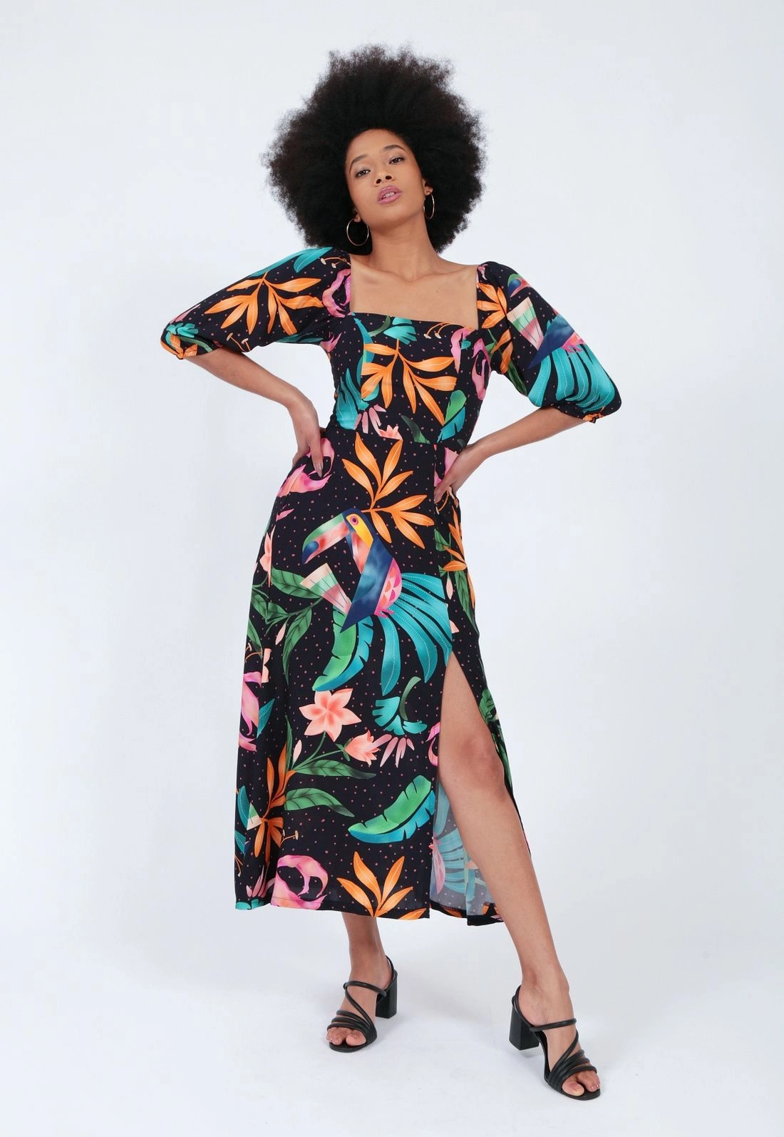 Vestido Viscose 3/4 Midi Tucano