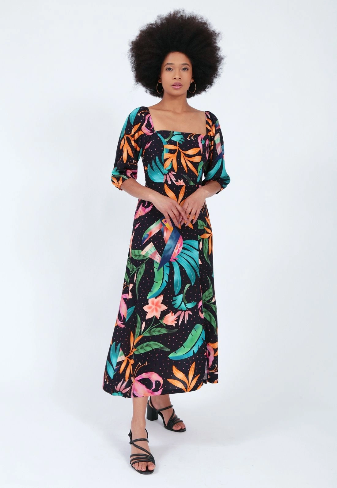 Vestido Viscose 3/4 Midi Tucano