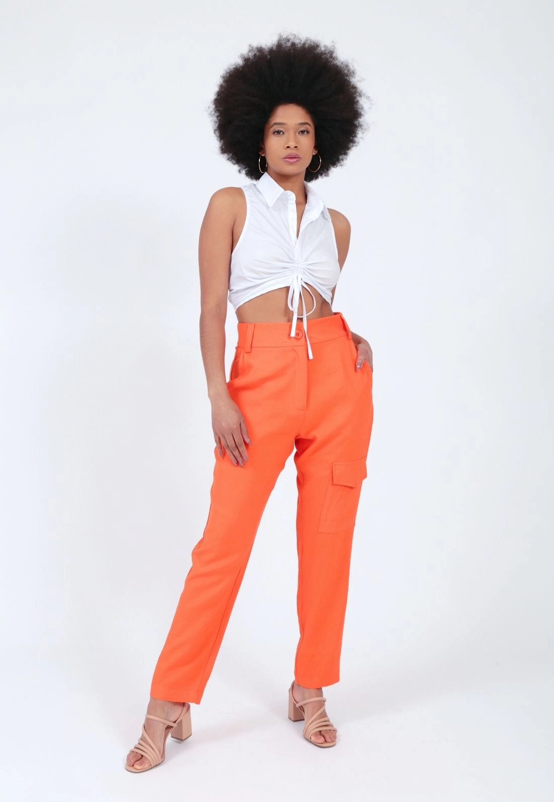 Calça Crepe Marrant Bolso Cargo