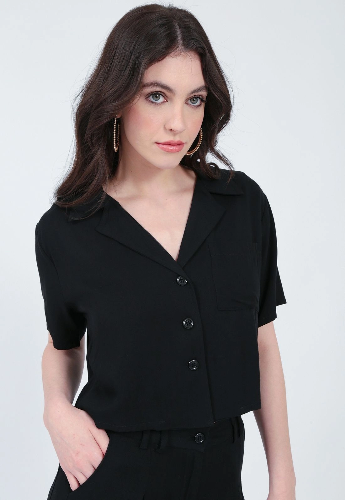 Camisa Viscose Manga Curta Bolso
