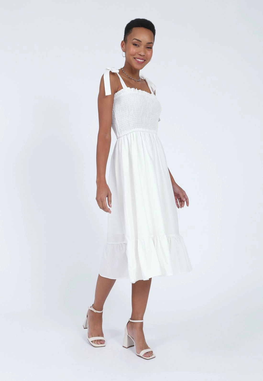 Vestido Tricoline Alça Lastex Busto P