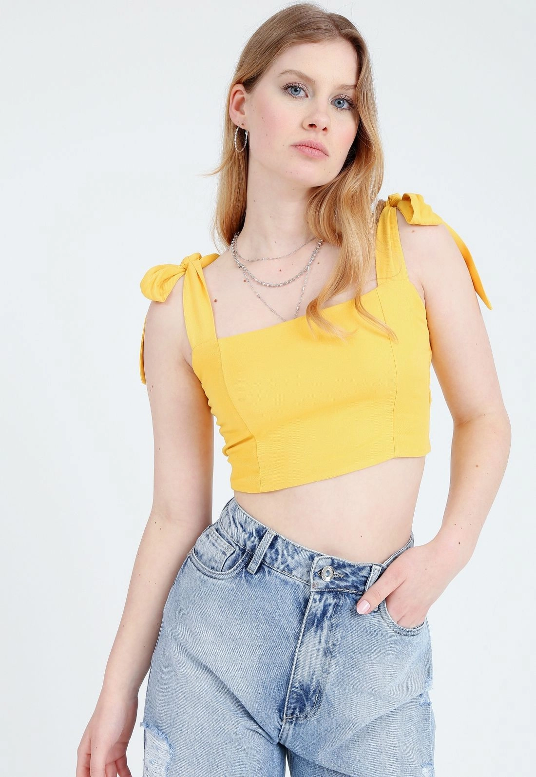 Cropped Viscose Twill Alça Nó