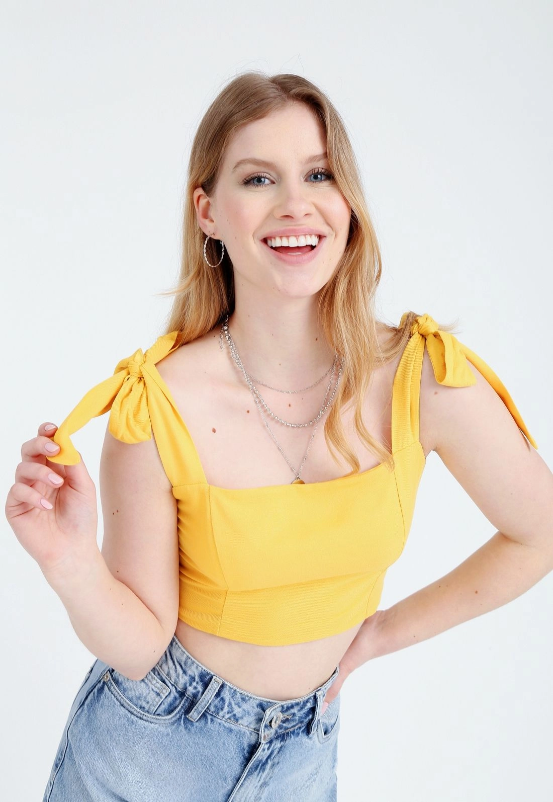 Cropped Viscose Twill Alça Nó
