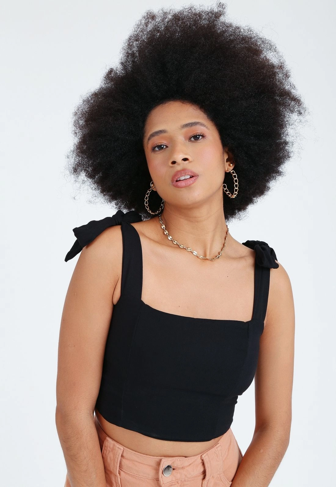 Cropped Viscose Twill Alça Nó