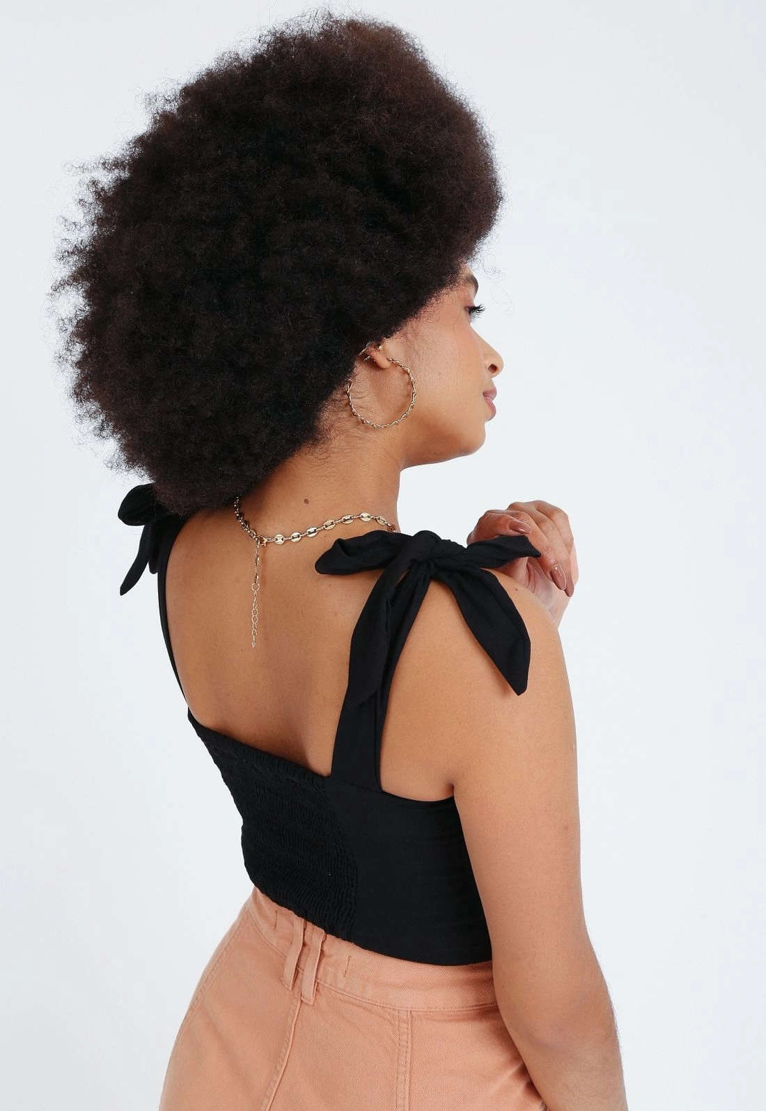 Cropped Viscose Twill Alça Nó
