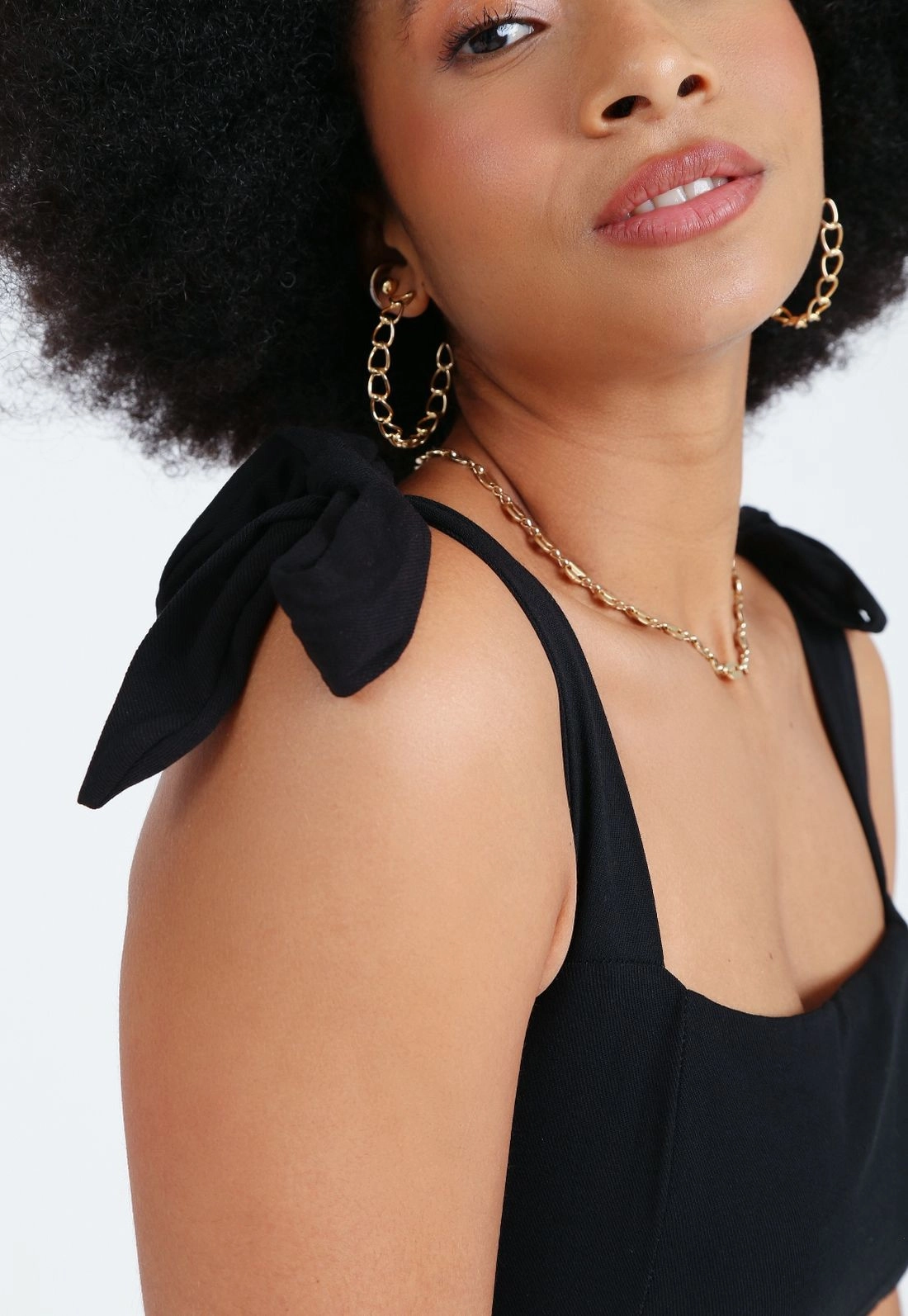 Cropped Viscose Twill Alça Nó